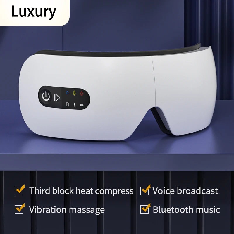 Luxury Eye Massager Airbag Vibration Massage Hot Compress Bluetooth Music Eye Protection Relieve Fatigue LED Display Child Adult