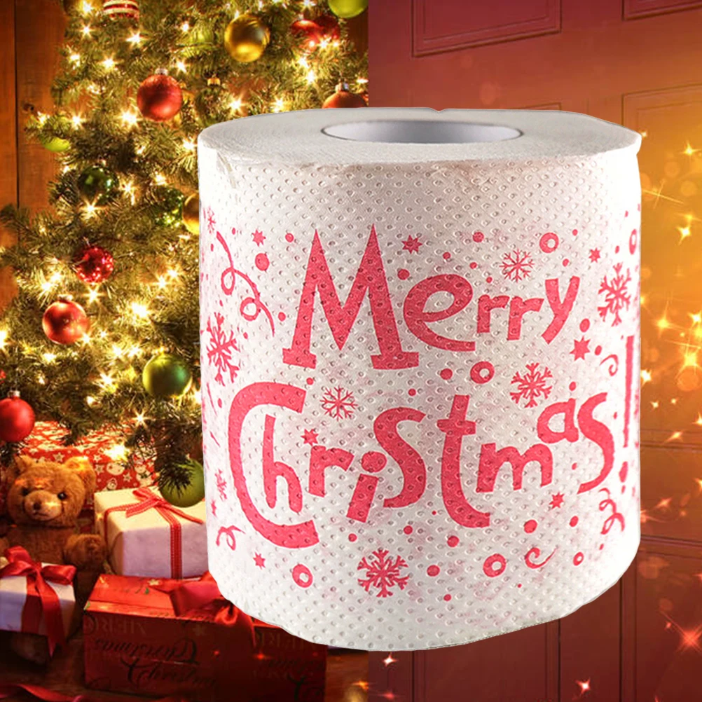 Merry Christmas Tissue Roll 2 Ply Eco Friendly Wood Pulp Soft Comfortable Home Cafe Shop Restaurant Festive Decor Party Gift