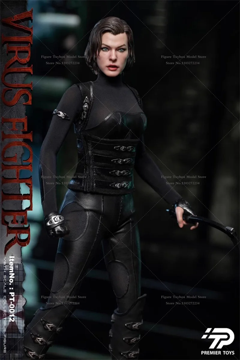 Premier Toys PT-0012 1/6 Virus Female Fighter Dark Black Style Agent One Piece Bodysuit Design 12