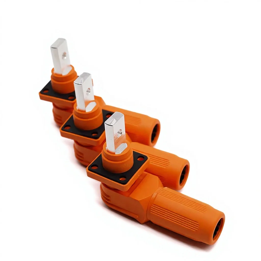 Energy Storage Battery Adapter IP67 Waterproof Nylon Copper HV 1500V DC Solar Power System  Female Right-Angled Connector 250A