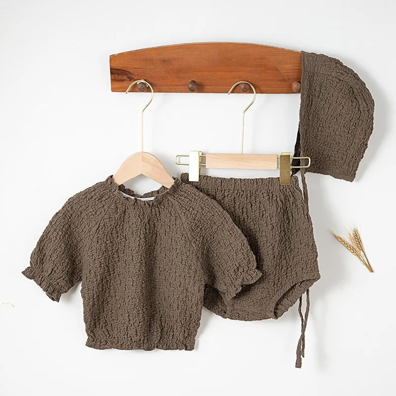 طفل الفتيات الملابس مجموعات وتتسابق الوليد محبوك قميص بلايز + شورت + قبعة الدعاوى الملابس 3 قطعة 0-3T