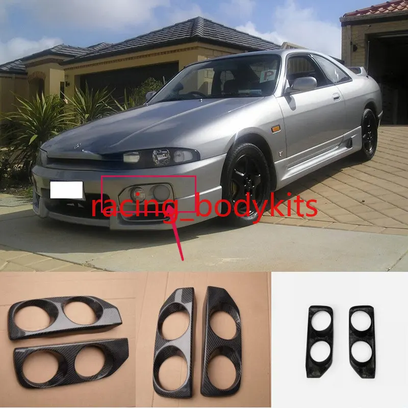 

Carbon Fiber Front Bumper Fog Light Lamp Cover For Nissan Skyline R33 GTST Spec2