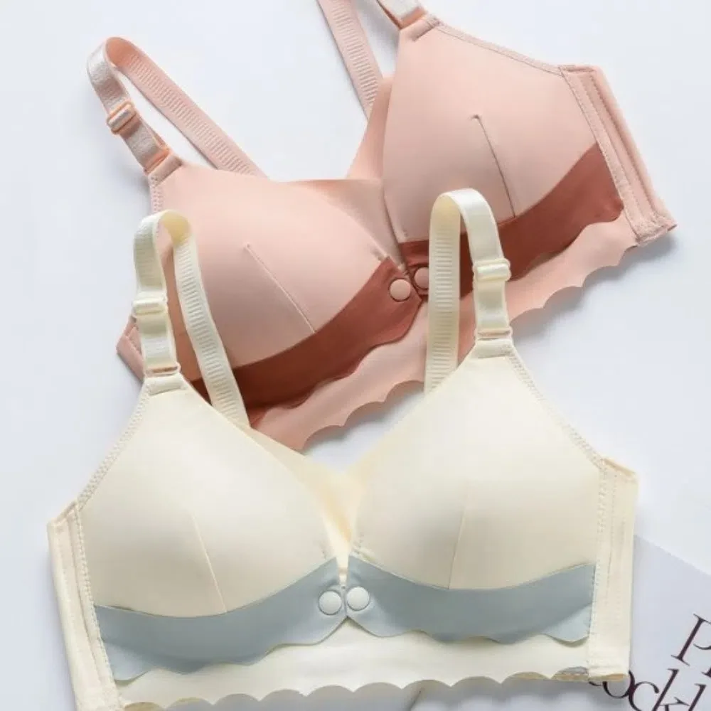 Беспроводной бюстгальтер с глубоким V-образным вырезом и пряжкой спереди, облегающий противоударный нижнее белье пуш-ап, нижнее белье со сборками груди, бюстгальтер с большой чашкой для мам