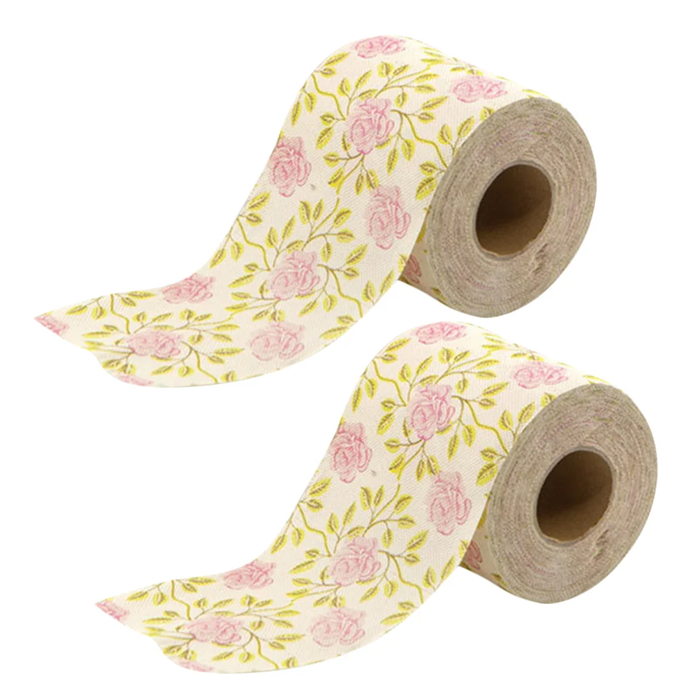 

2 Rolls Printed Toilet Paper Flower Tissue Holders Decorative Novelty for Toilets Handkerchief Printing