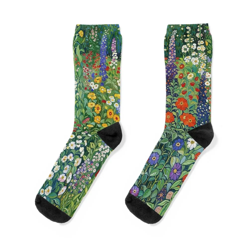 

Gustav Klimt Flower Garden Socks cotton hiking new year Socks For Girls Men's