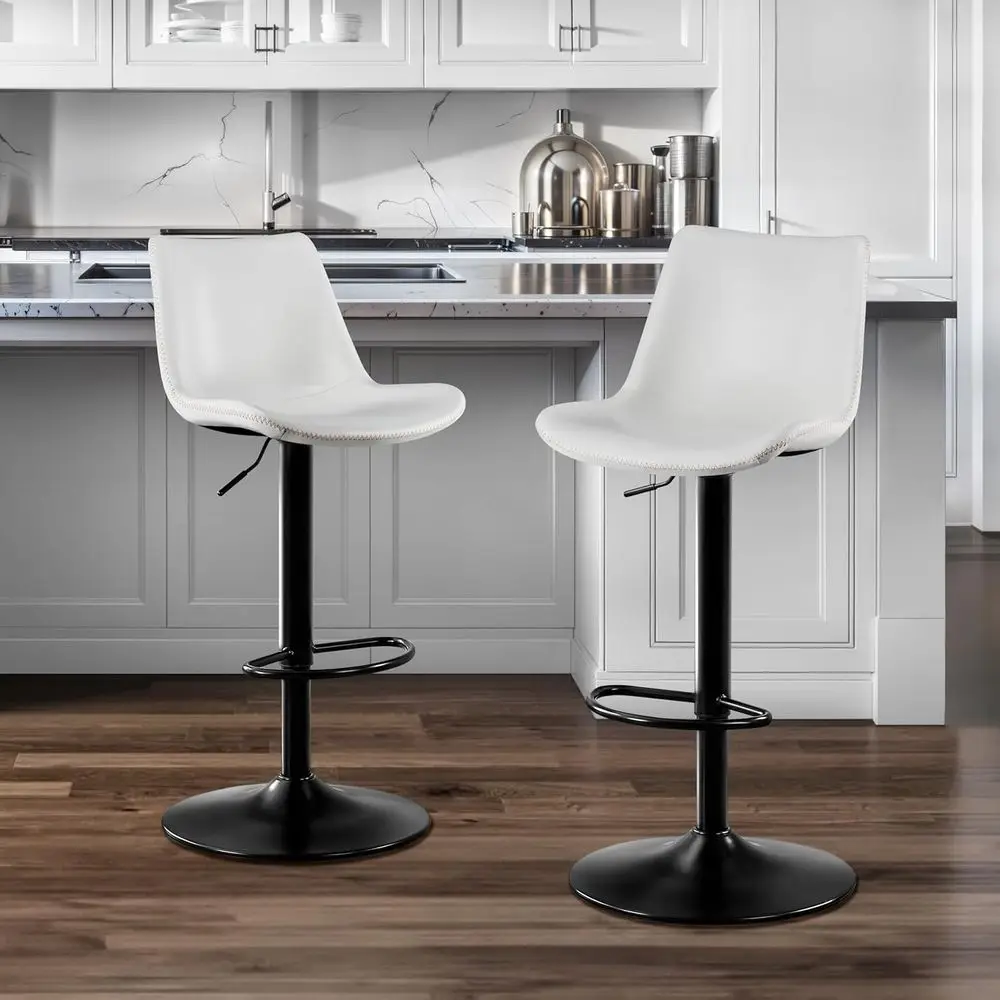 

Регулируемые барные стулья Набор из 2-х барных стульев из кожи из микрофибры со спинкой/металлическим основанием Поворотные высокие барные стулья Heavy Du