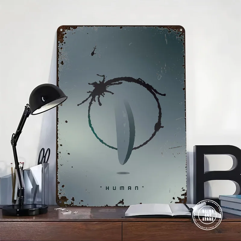 Arrival Movie Minimalist Personalized 3D Textured Metal Poster Wall Art Vintage Tin Signs for Room Decorations Man Desk Decor