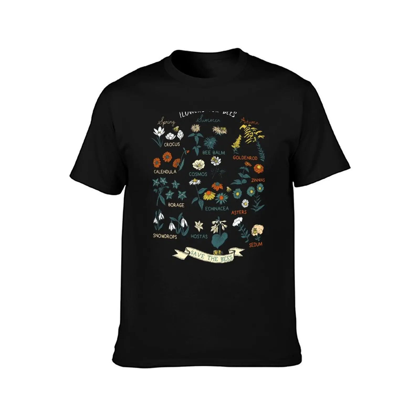 Flowers For Bees (Color) T-Shirt, Summer Casual Cotton Tee, Oversized Streetwear Tops, Vintage Graphic Print, Unisex Men Women
