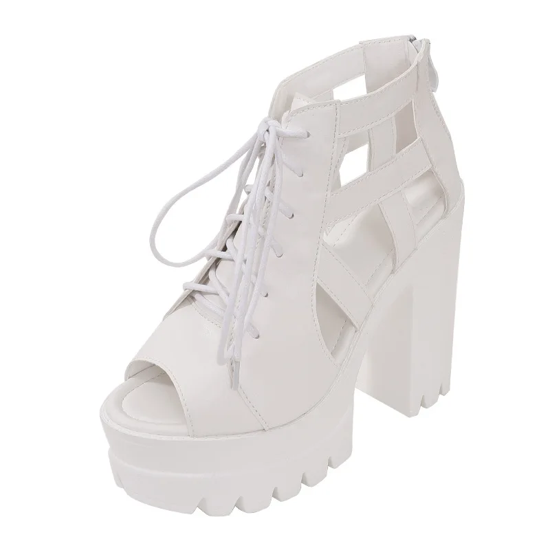 2024 Summer New Platform Nightclub Super High Heel T Stage Nude Sandals Fashion Versatile Fish Mouth High Heeled Shoes for Women