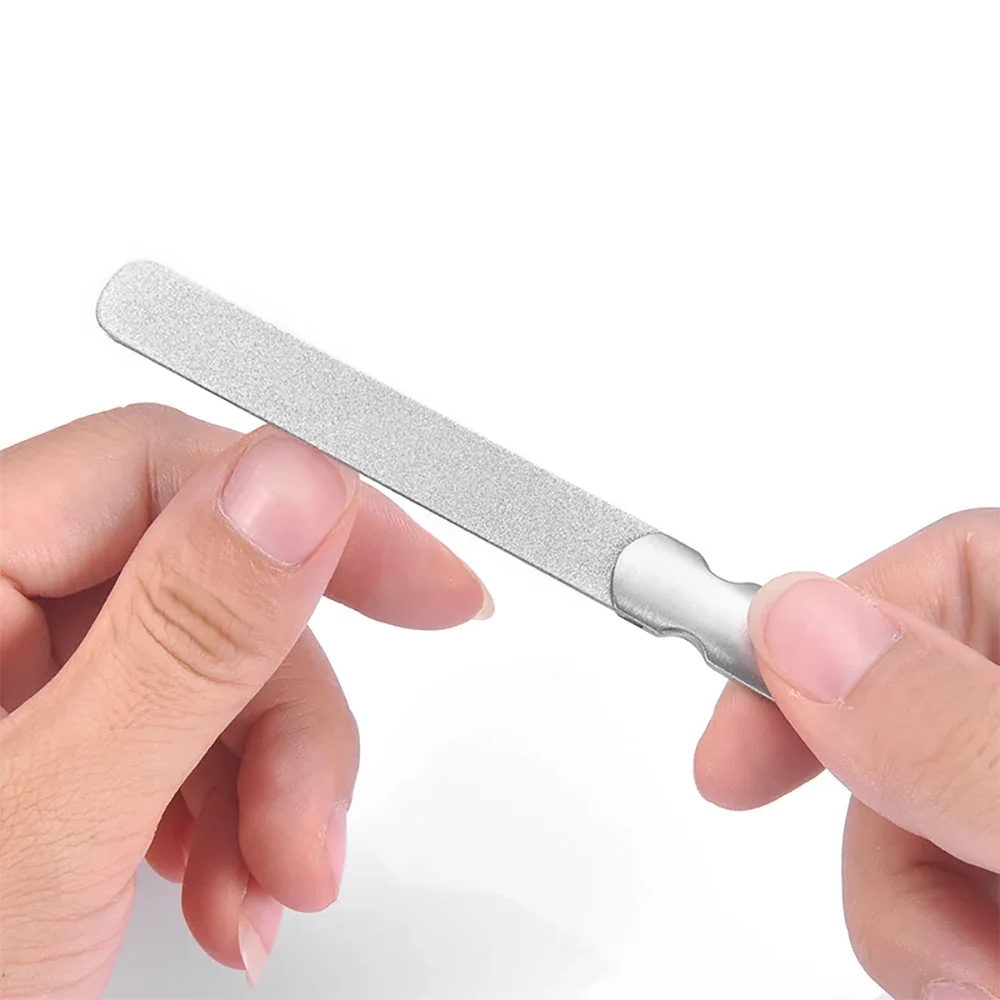 1Pcs Stainless Steel Double Side Nail File Manicure Pedicure Metal File Polish Remover Buffer Professional Finger Toe Care Tools