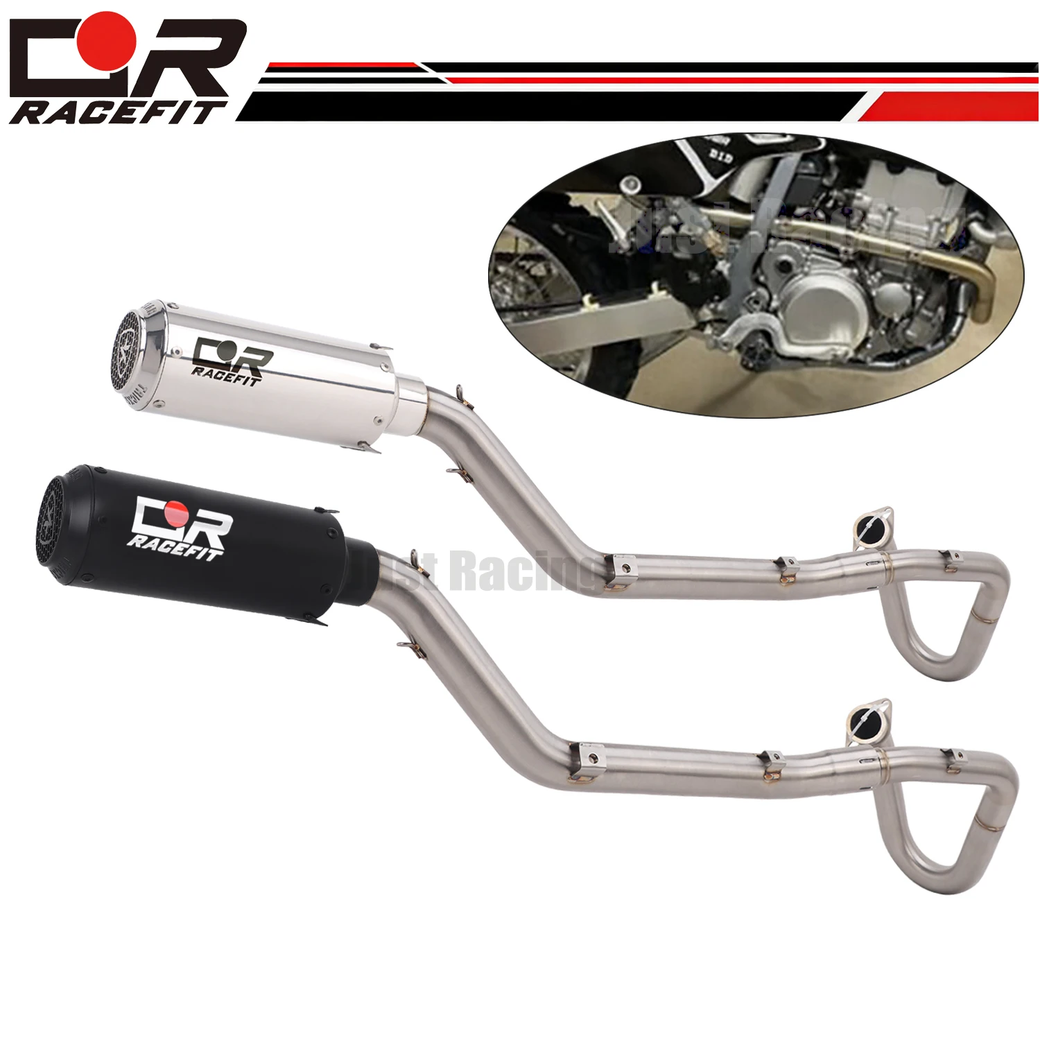 

Motorcycle Exhaust Muffler Slip on Mid Link Mufffler Pipe For Suzuki DRZ400 2000-2025