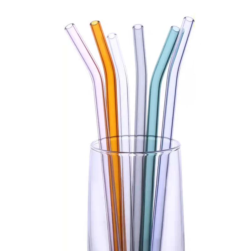 

100pc Reusable and Temperature Resistant Environmental Glass Water Drinking Straws with Brush Wedding Birthday Party