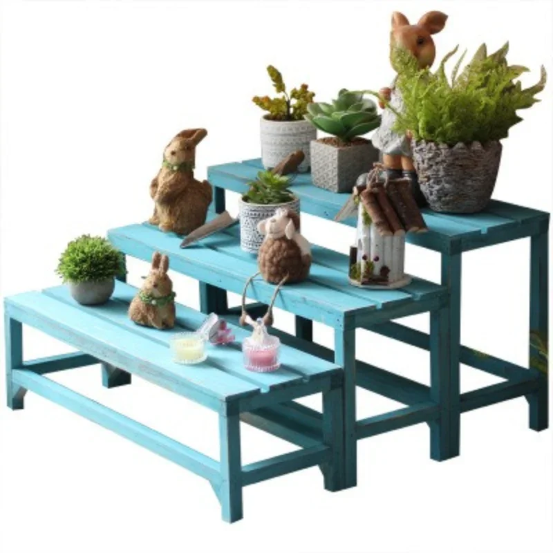 

American floor-to-ceiling multi-layer ladder flower stand, flower pot stand, shelf, indoor and outdoor balcony garden decoration