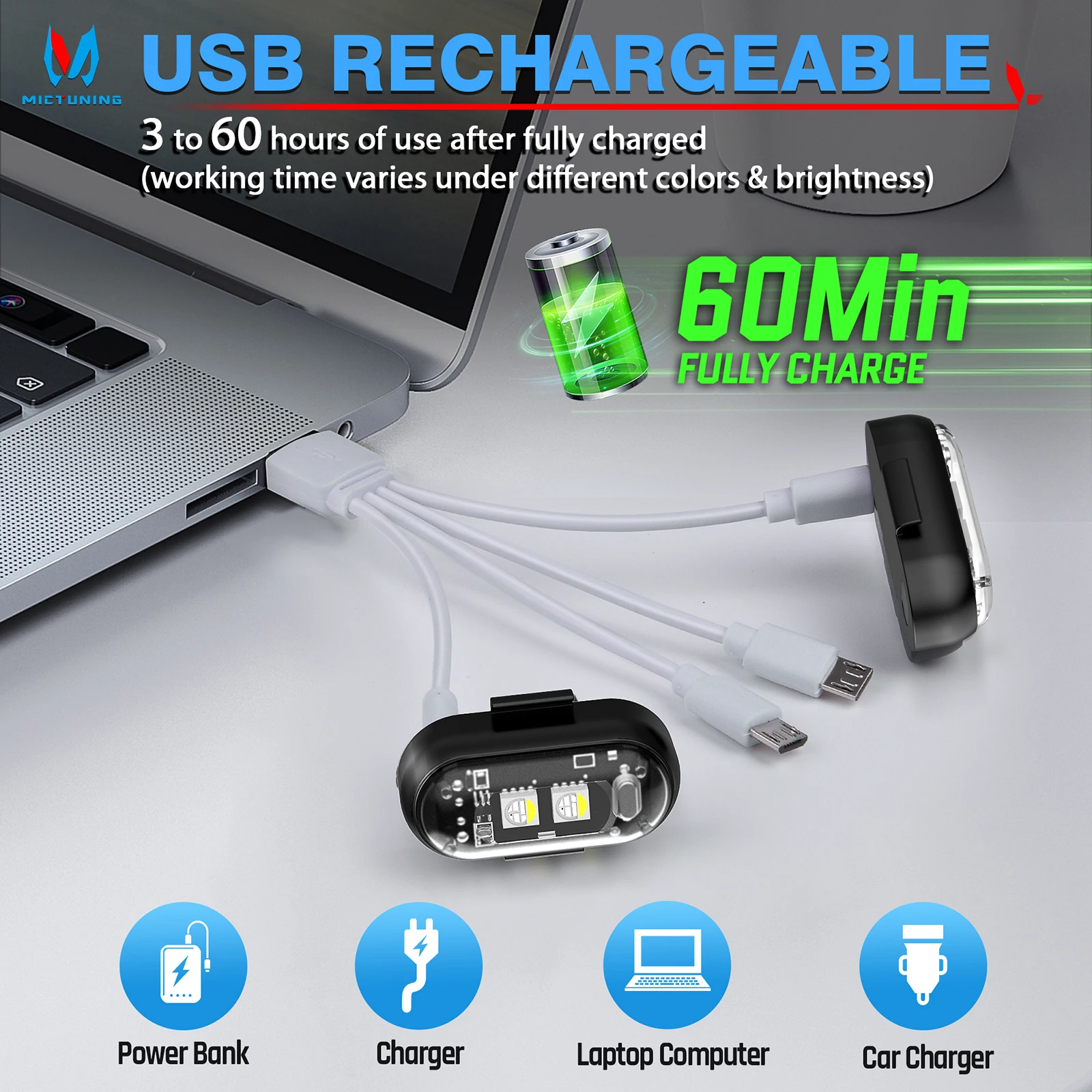 

MICTUNING 8/12 шт. беспроводные светодиодные стробоскопы с дистанционным управлением, мигающие аварийные сигнальные огни против столкновений для автомобильного самолета