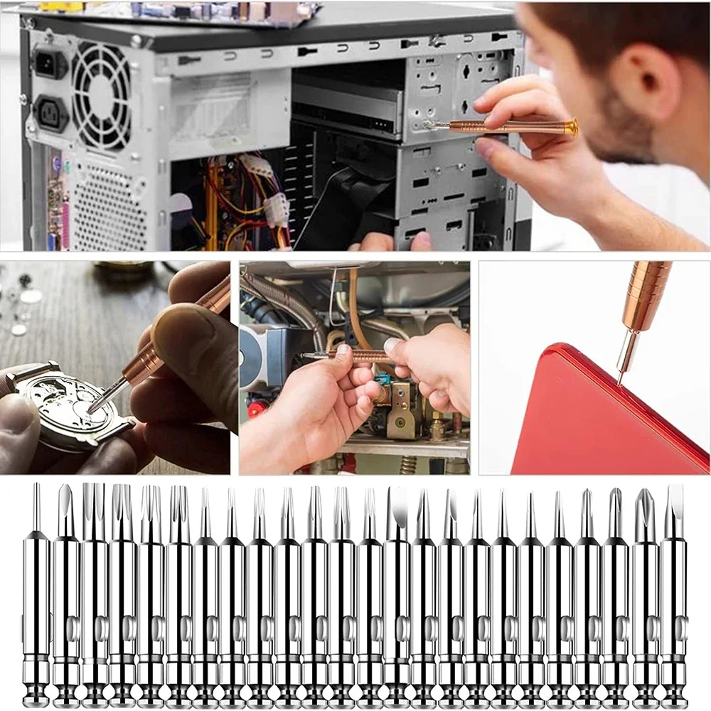 Kleines Schraubendreher-Set, 25 in 1, magnetisches Präzisions-Schraubendreher-Bohrer-Set, Reparaturwerkzeuge für Brillen, Telefone, Uhren, Laptops, Kameras – Detail 7