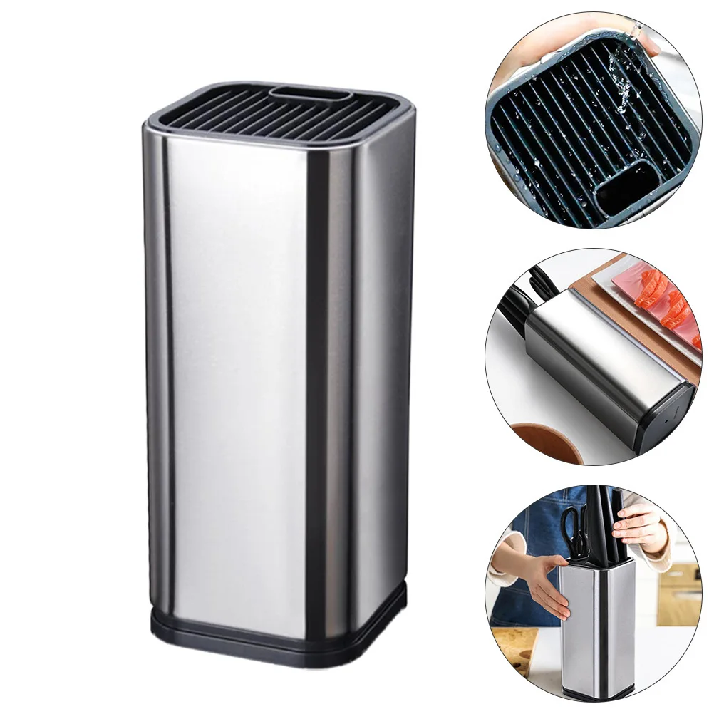

Stainless Steel Cutter Storage Silver Multi-Function Space-Saving Organizer Home Use Rack Knives