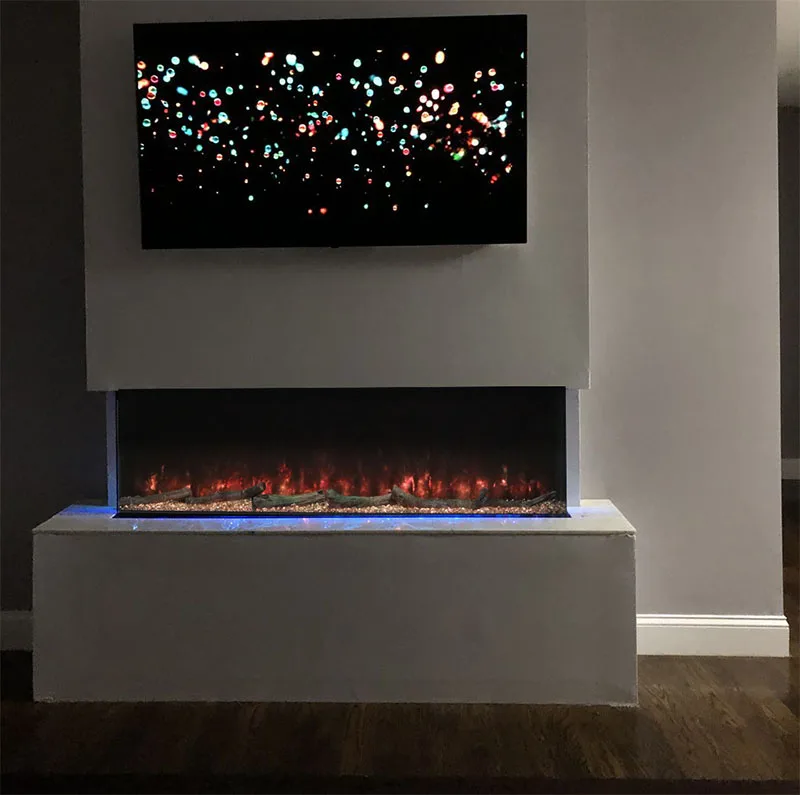 Modern Electric Fireplaces Heater 750w/1500w/2000w/3000w Optional ,7 COLORS,3 Sided View, PTC Fan And Heater