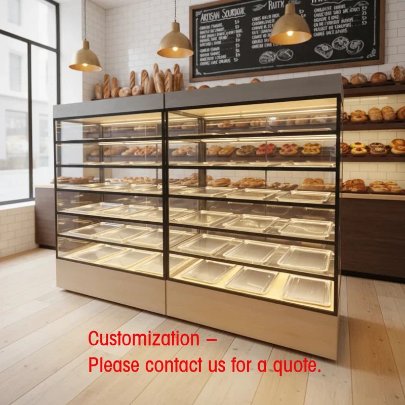 custom.Large Capacity Commercial Food Display Cabinet 6-Tier Glass Food Warmer Showcase Pizza Fried Chicken Bread