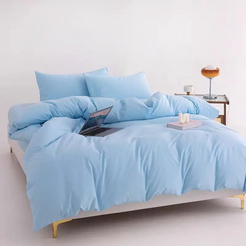 Class A 100% Cotton Bedding Set 4/3pcs Solid Color High Density Duvet Cover For Single And Double Bed Fitted Sheet Pillowcase