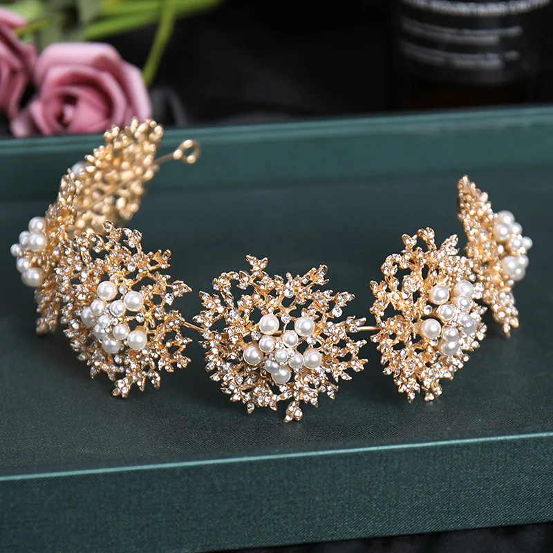 Retro Luxury Bridal Hairband Baroque Pearl crystals Headband Women tiaras and crowns Prom Girl Wedding HairHeaddress Accessories