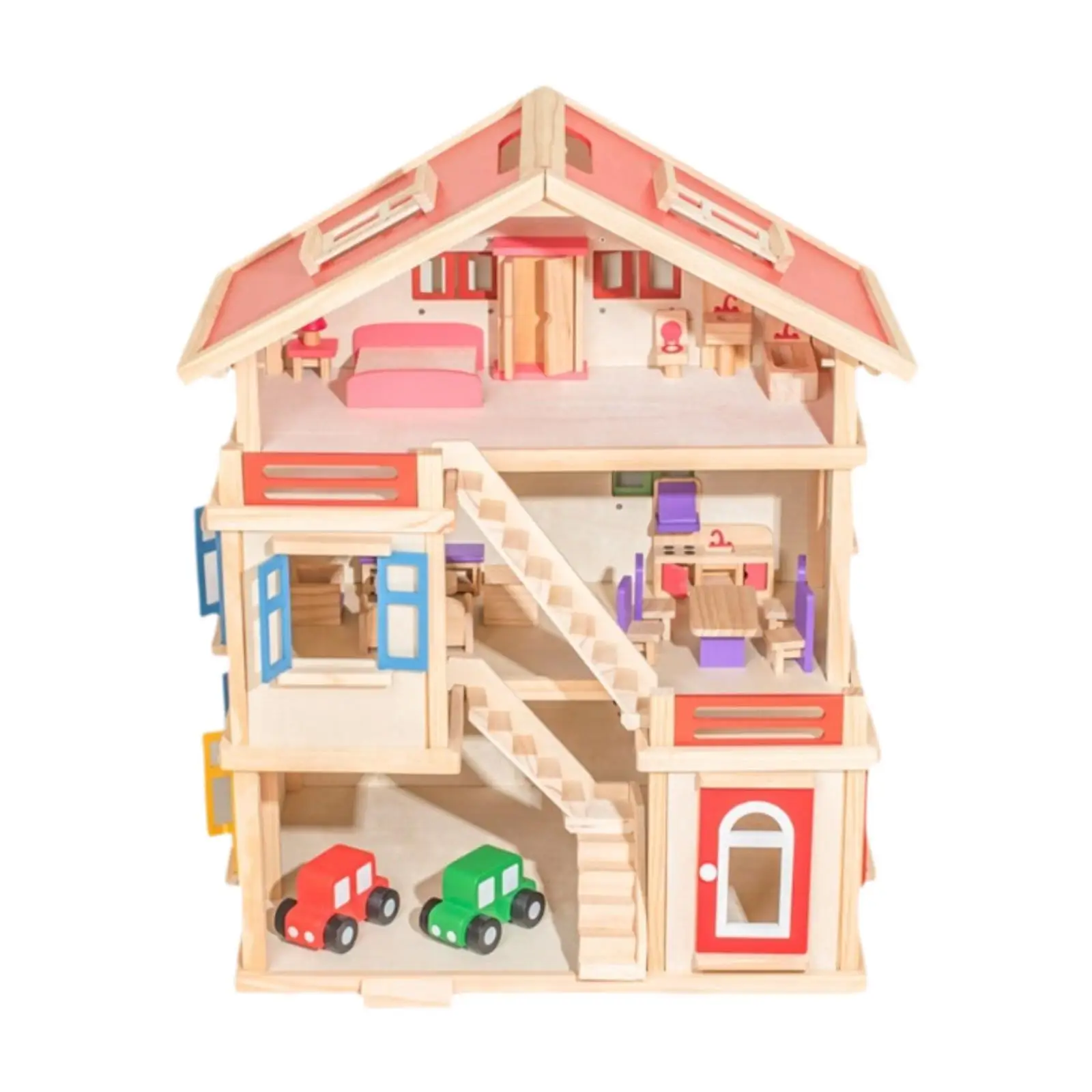 Wooden Dollhouse for Kids Imagination Collectible Dolls House for Party Favor Birthday Presents Ages 3 4 5 6 7 8 Years Old Girls