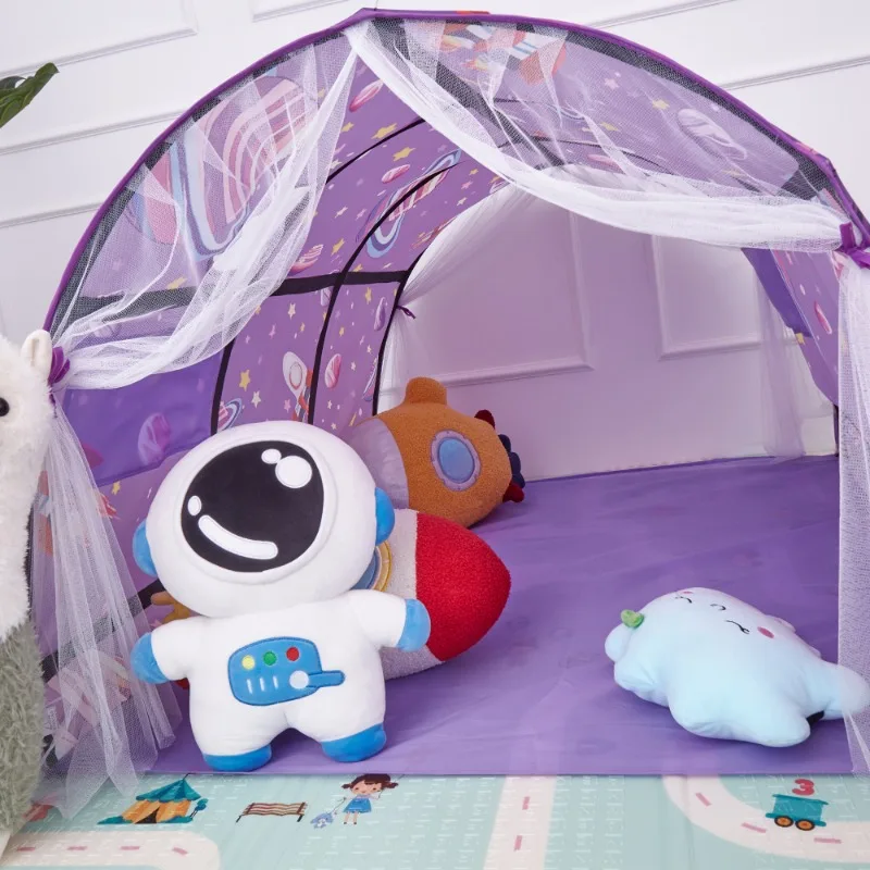 Tente fusée étoile Portable pour enfants, moustiquaire, auvent, lit pour enfants, tente pliante bloquant la lumière, décor de chambre pour filles et garçons