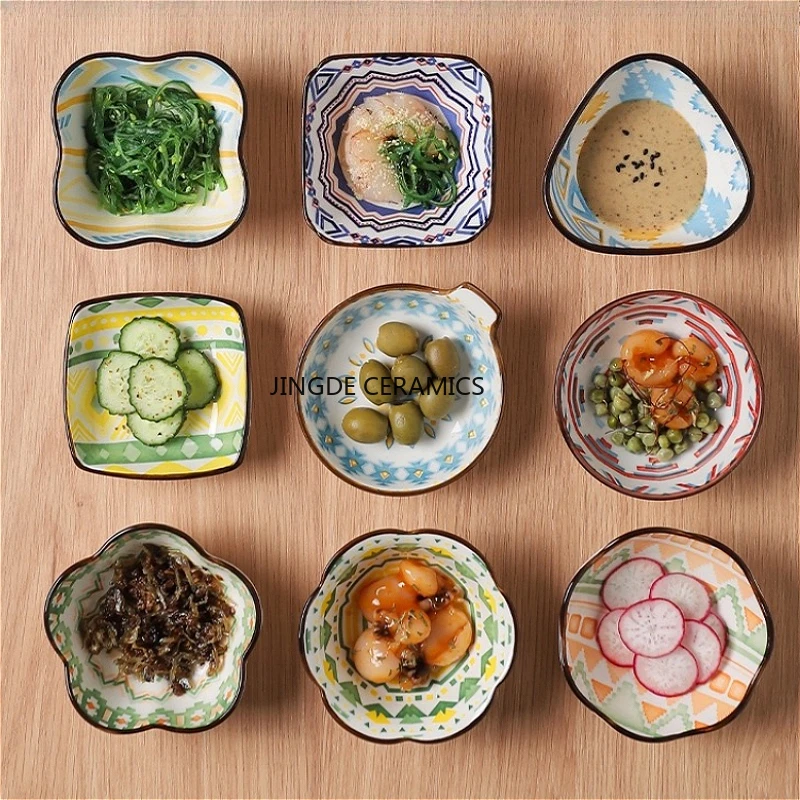 Plato pequeño de cerámica con sabor, plato para condimentos con olla caliente, cuenco para salsa de inmersión, Mini plato para pepinillos, vajilla de cocina para el hogar, 1 ud.