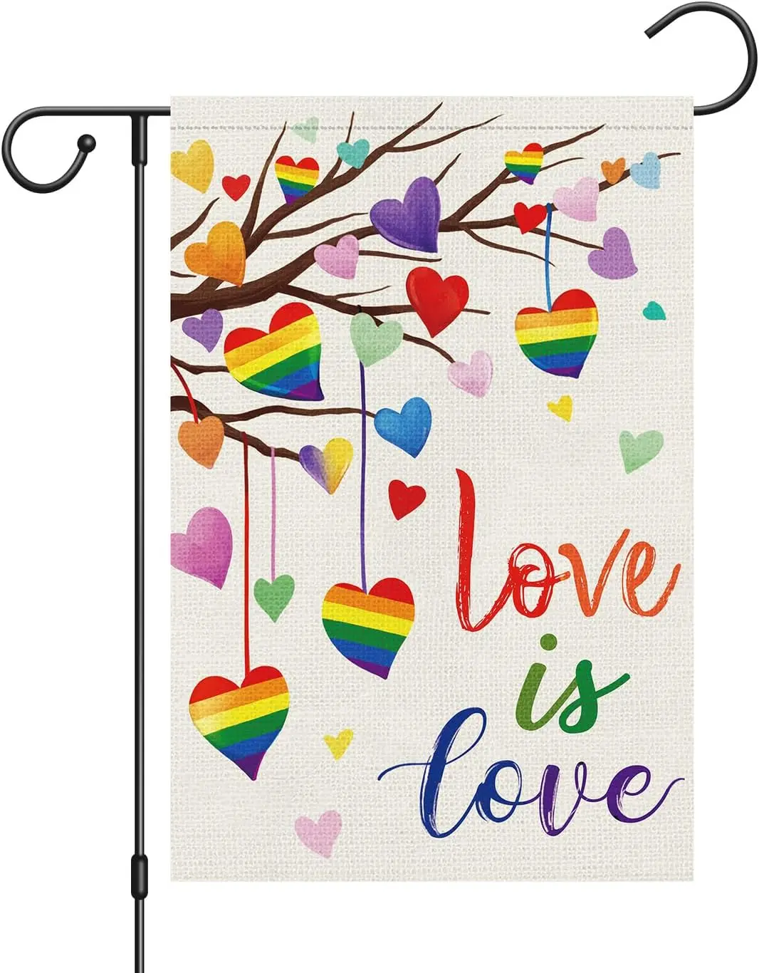 Louise Maelys Pride Rainbow Garden Flag 12x18 Double Sided Burlap, Small Love is Love LGBT Gay Lesbian Love Heart Garden Yar yyi