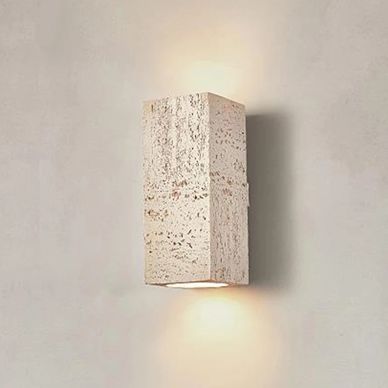 Led Wabi-sabi Wall Lamp Square Nordic Cement Foyer Bedroom Restaurant Retro Wall Decor Light Bedside Corridor Sconce Designer