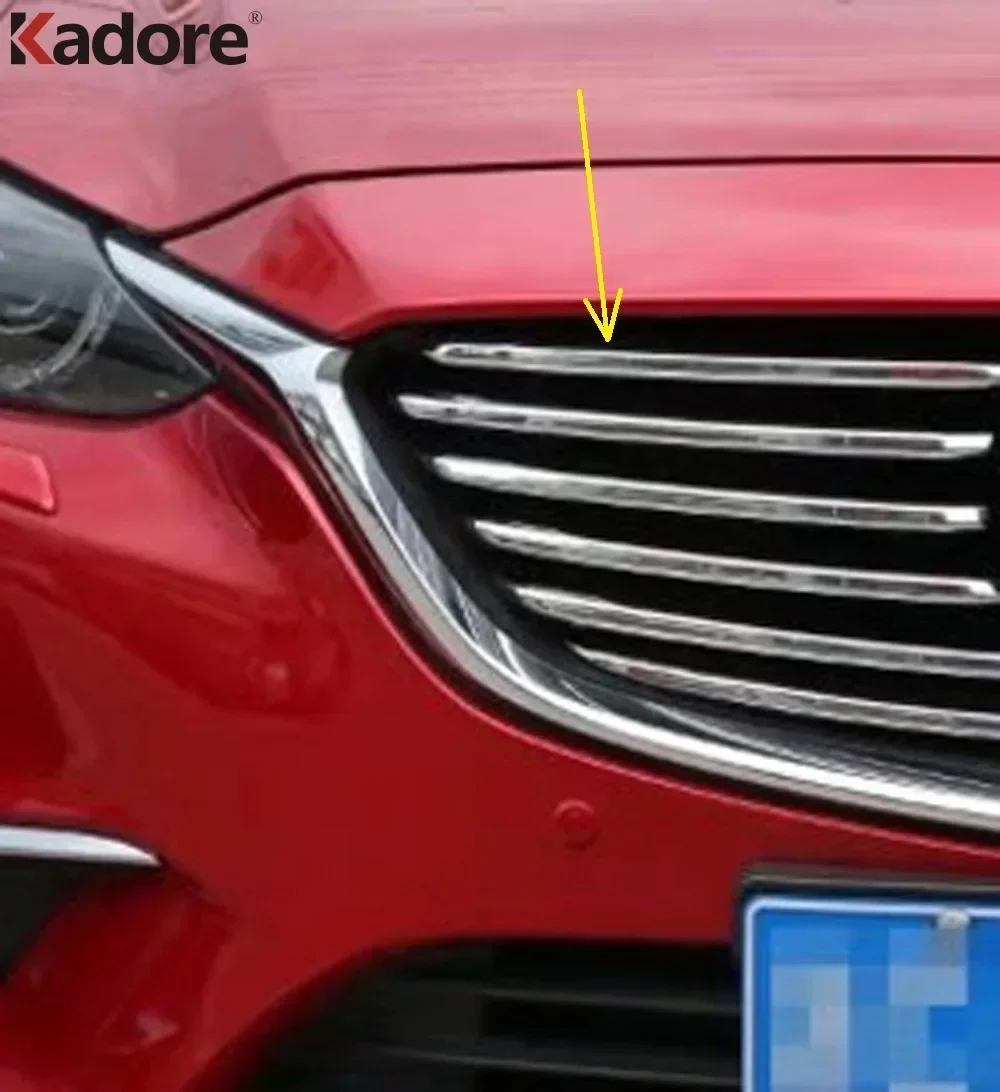 Front Center Grille Grill Cover Trim For Mazda 6 Atenza 2017 2018 Chrome Car Accessories Racing Grills Molding Garnish Strip