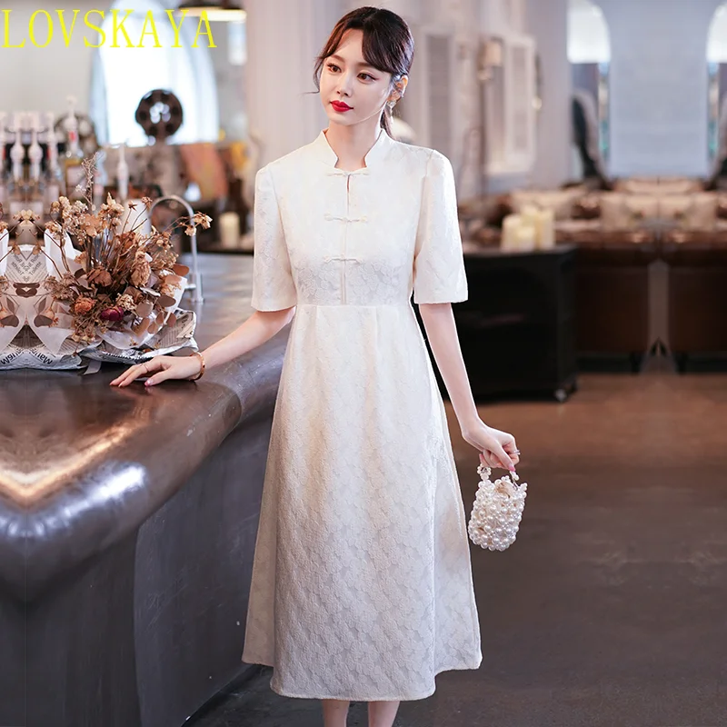 Summer New Chinese Traditional Retro Button Improved Edition Cotton Slim Fit Short sleeved Robe Chinese Style Fantastic Dress