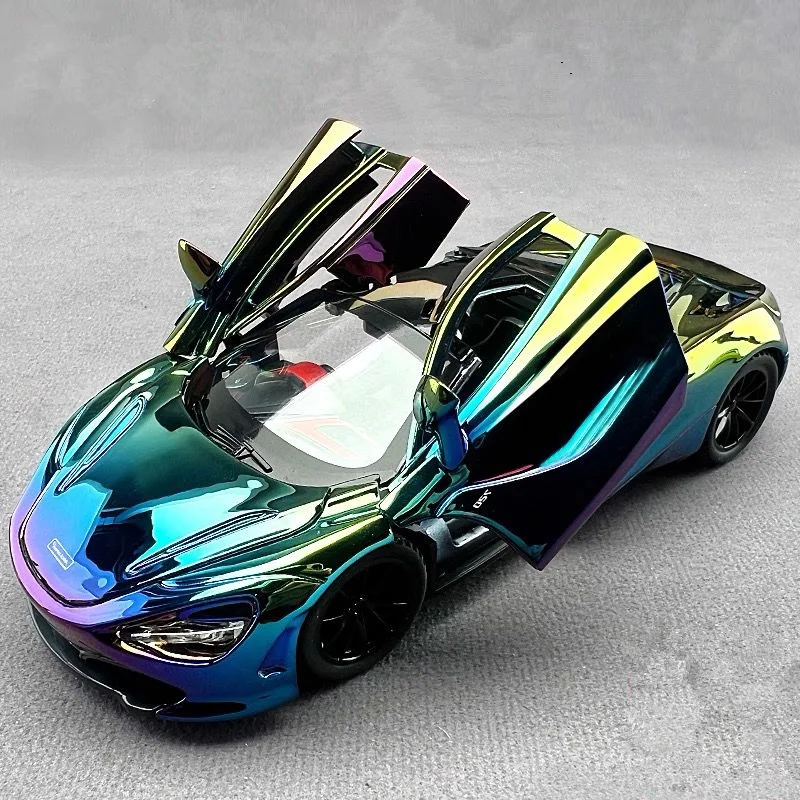 

Гальваническая версия 1:24 720S, модель спортивного автомобиля из сплава, литая под давлением металлическая гусеничная гоночная машина, модель автомобиля, звук и свет, детская игрушка в подарок