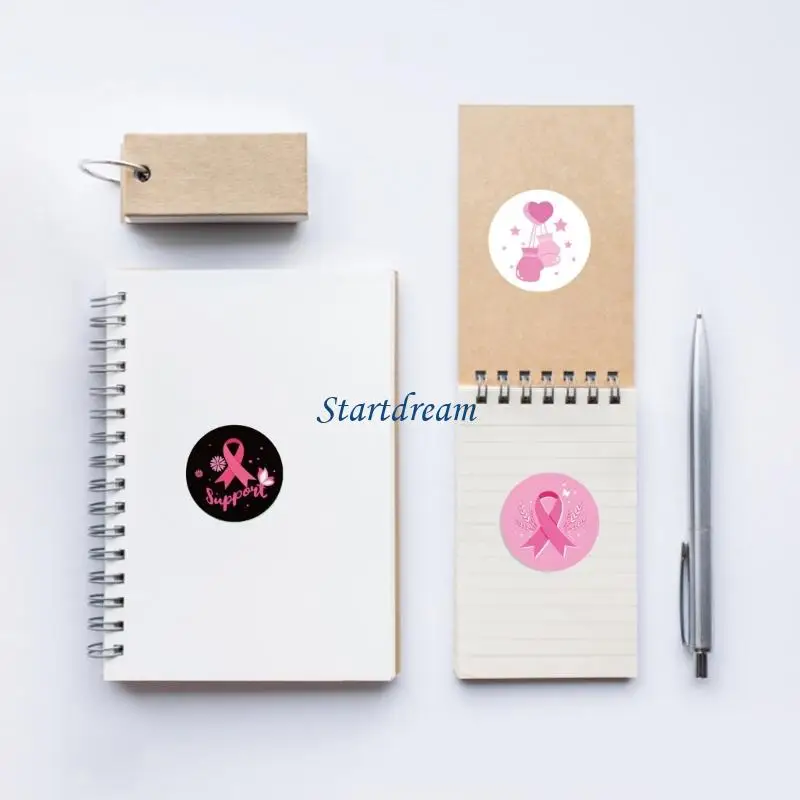 Ribbon Sticker Decorative Labels Breasts Awareness Sticker Pink Sticker K92C