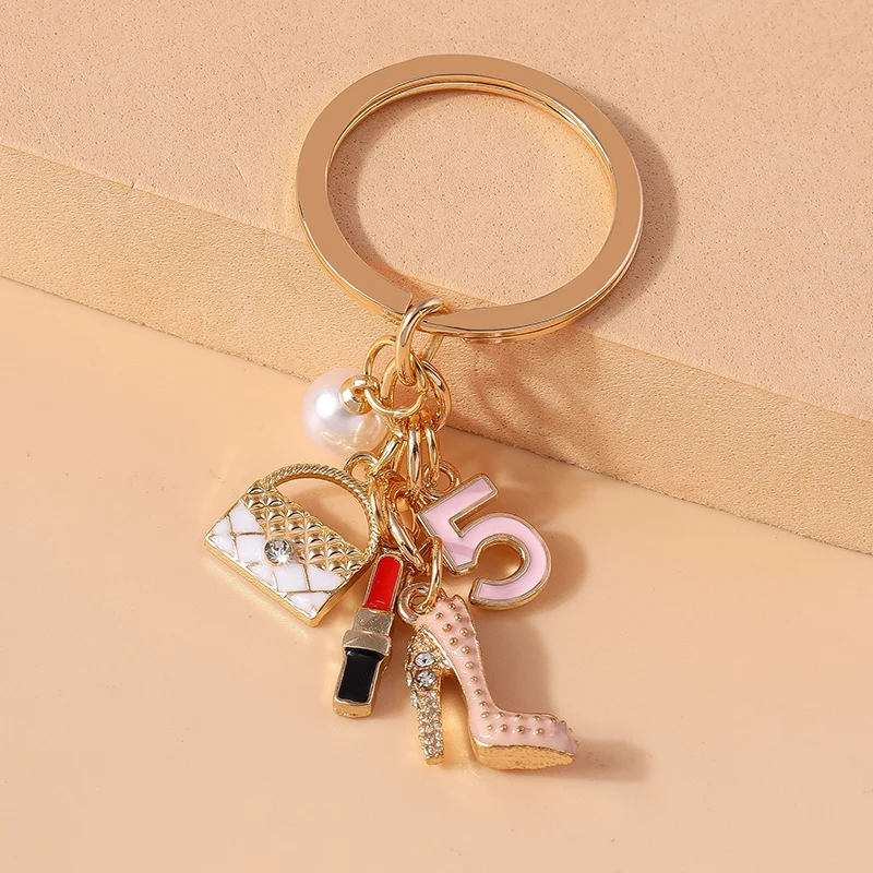 Cute Simulation Mini Higheel Handbag Keychain Lipstick Key Ring for Women Girls Handbag Pendants DIY Kid\'s Jewelry Gift
