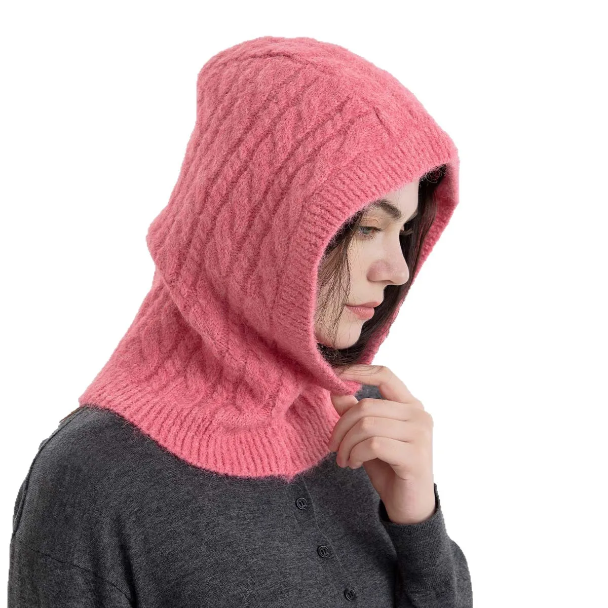 قبعة محبوكة يابانية وكورية جديدة مع غطاء للأذنين ووشاح