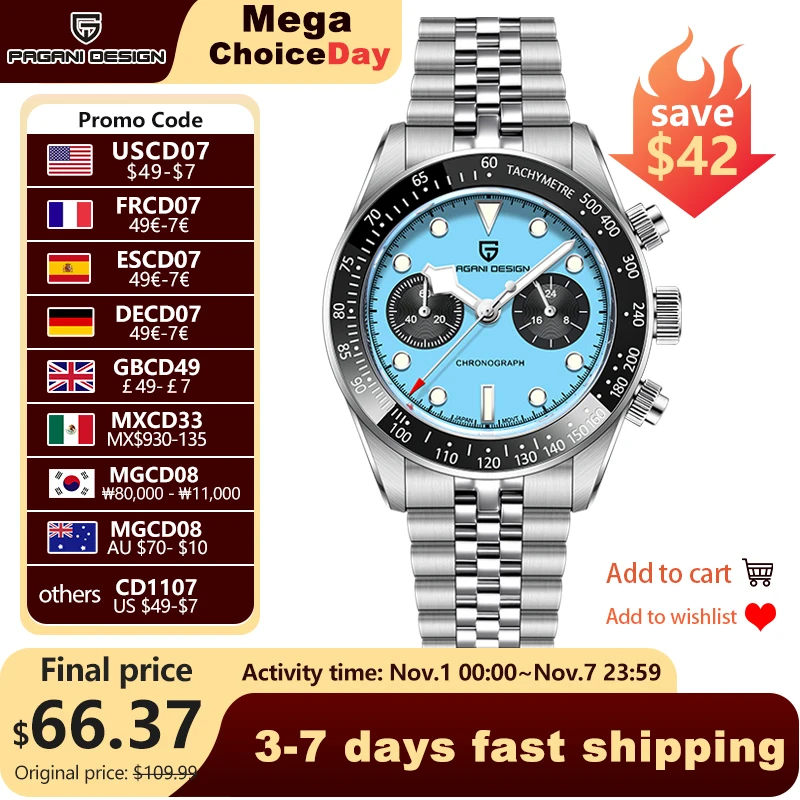 

2025 New PAGANI DESIGN BB Flamingo Chronograph Luxury Sports Quartz Watch Men Sapphire mirror 100M Waterproof Fashion Wristwatch