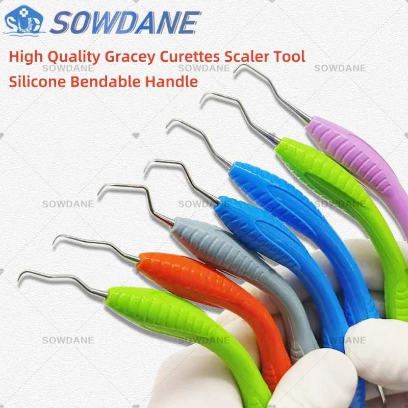 Bendable Silicone Handle Dental Professional Gracey Curette Periodontal Bone Curettes Perio Dental Tooth Cleaning Scaler Tool