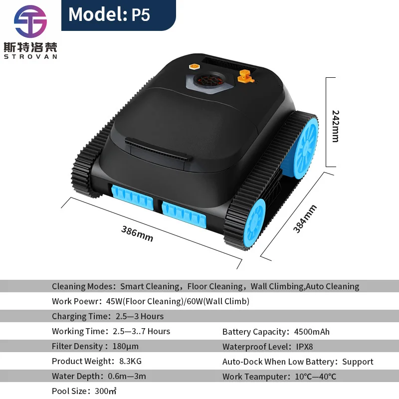 

STLF Advanced Intelligence Cordless Pool Scrubber Effortless Cleaning Automatic Wall Climbing Pool Robot