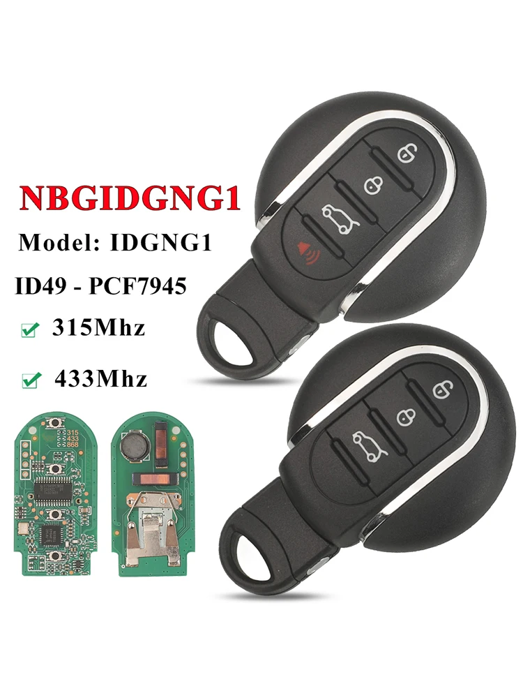 Jingyuqin 3/4BTN Smart-Fernbedienung für Autoschlüssel 315MHz 434MHz ID49 für BMW Mini Cooper Countryman Clubman F-Serie F55 F56 2015-2018