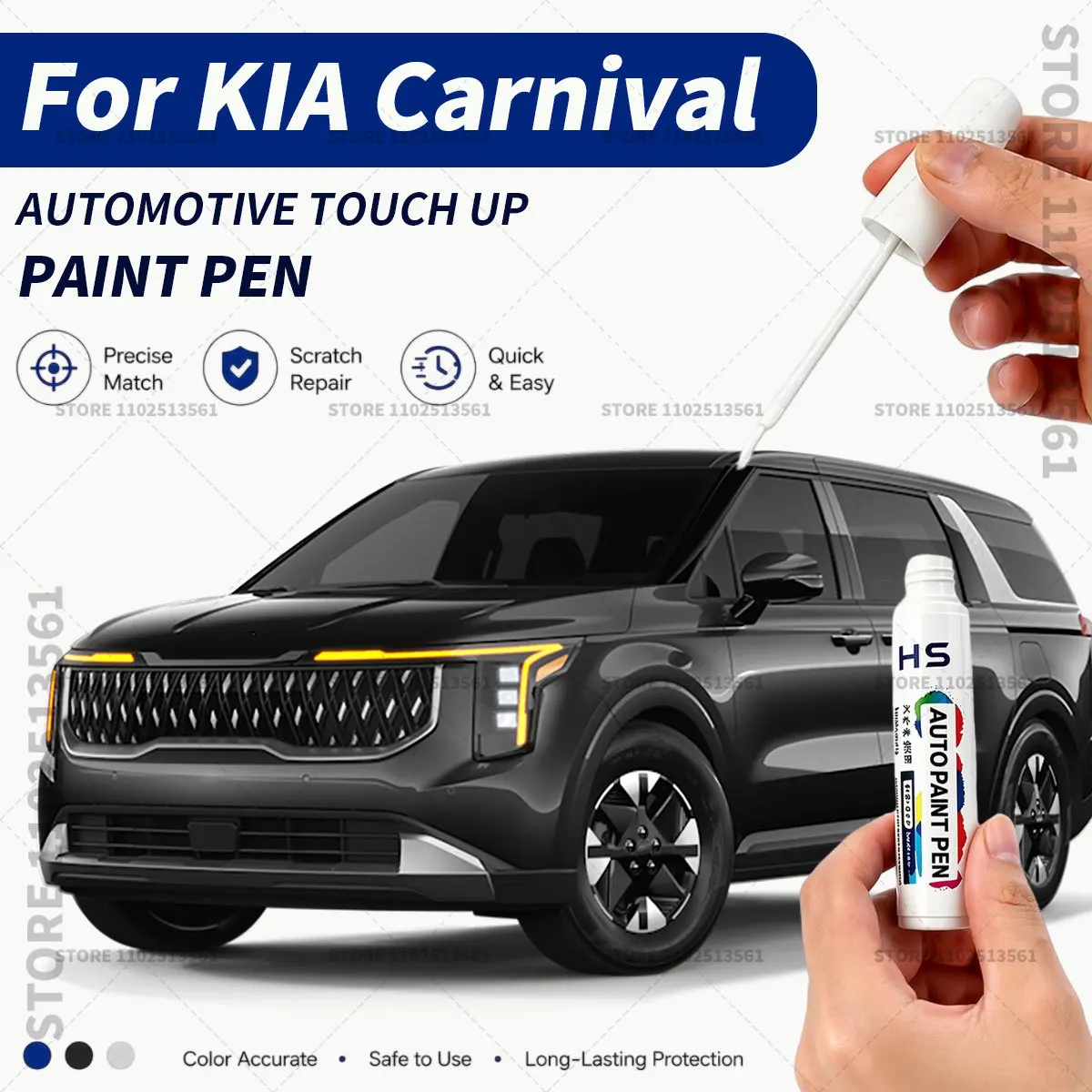 Car Touch Up Paint Pen Deep Scratch Repair Auto Paint Brush For KIA Carnival MPV Aurora black Silky silver Flare red Astra blue