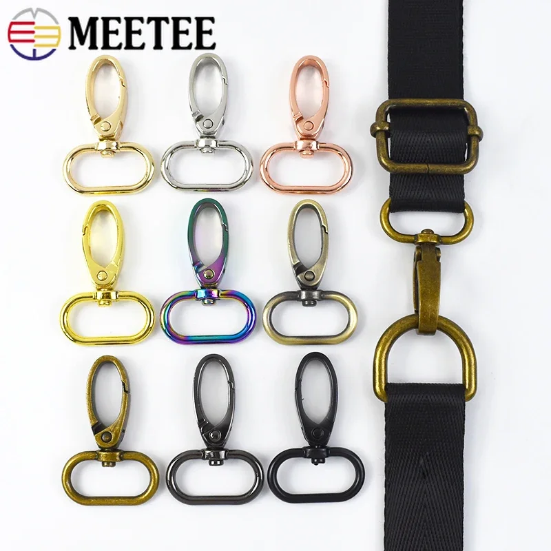 Meetee 10-50Pcs 25mm Swivel Lobster Buckle Metal Carabiner Clips for Bag Straps Keychain Spring Hook Handbag Clasp Accessories