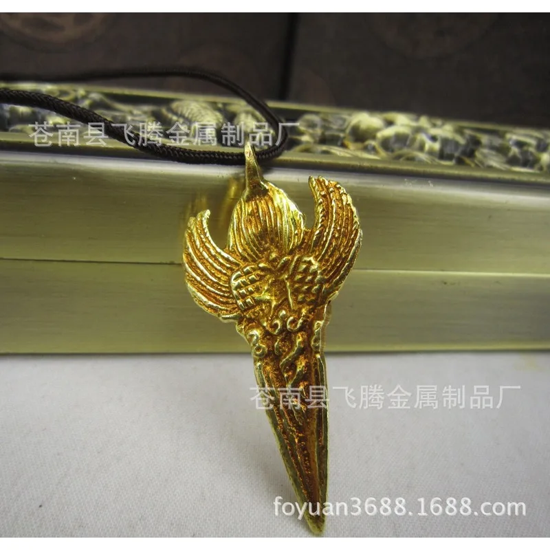Handmade, pure copper, fully gilded, Dapeng Golden-Winged Bird Vajra Pendant