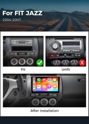 Android 15 Carplay Auto For Honda Fit Jazz City 2003 2004 2005 2006 2007 Car Radio Multimedia Video Player Navigation GPS 4G DSP