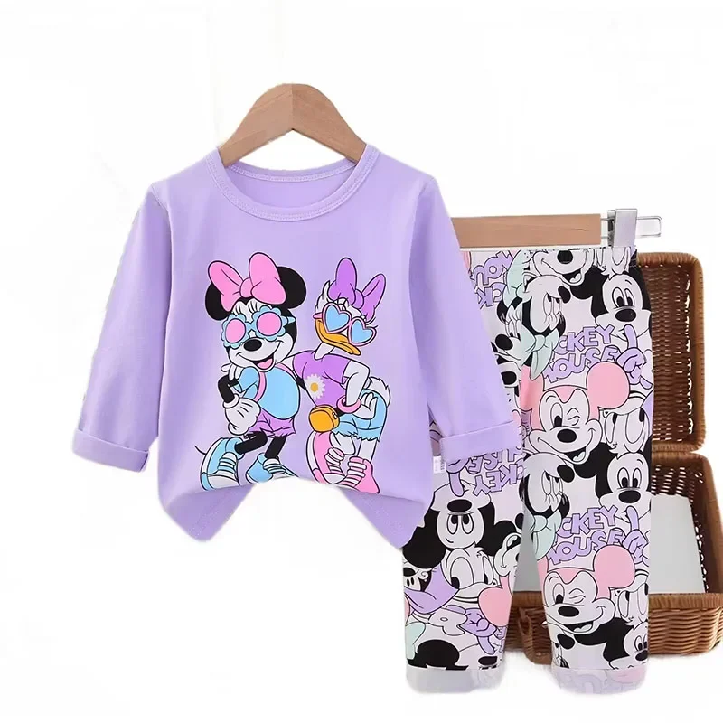 1-3year spring cotton long sleeve baby Girls clothes set cartoon Minnie T-shirt + pants fashion girls Clothing kids Clothes