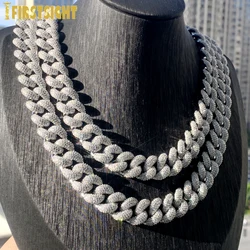 2024 New Silver Color Heavy Chunky Prong Cuban Link Chain Necklace for Men 15mm Iced Out Bling Charms Hip Hop Jewelry