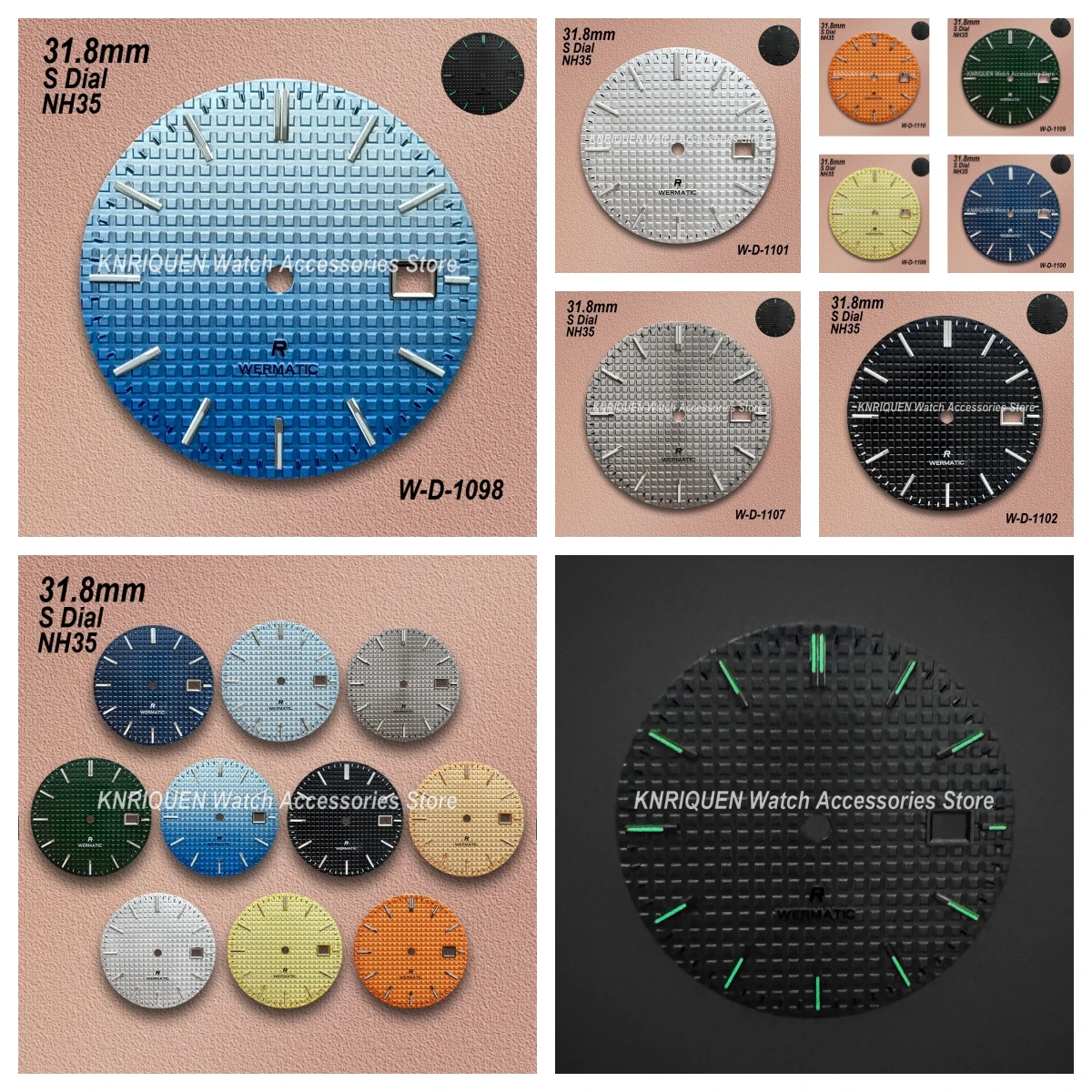 31.8mm S Logo Dial Fit NH35/NH36 Japan Movement Green Luminous New Oak Watch Modification Accessories