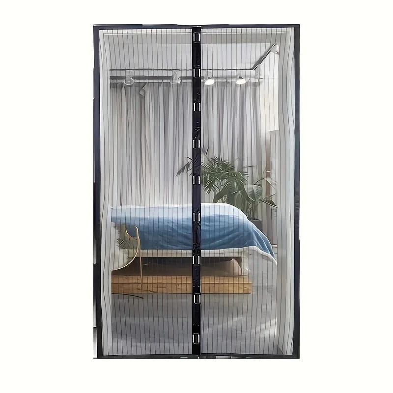 100Cm x 210cm magnetic mosquito repellent curtain - black and gold vertical slats for homes, restaurants, hotels - summer use