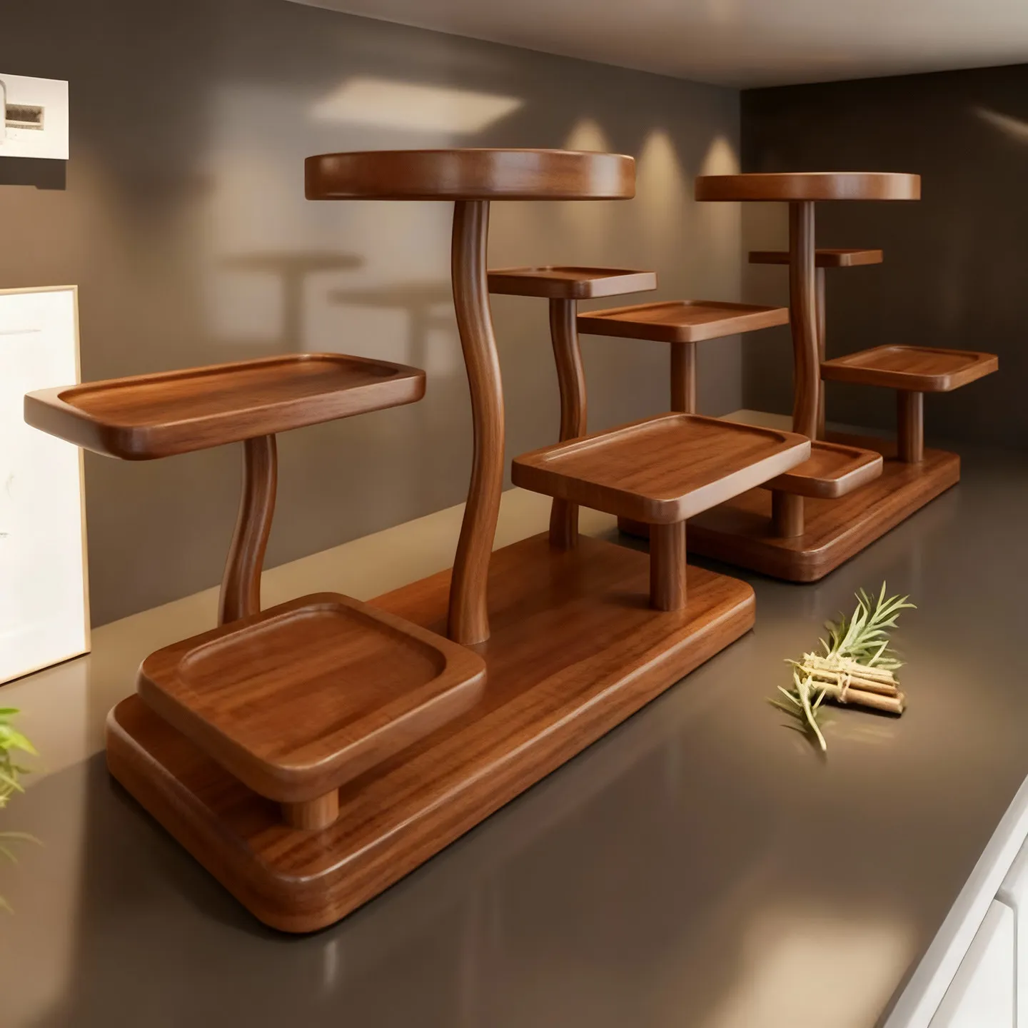 DSA retro Chinese Bogu rack, teacup and teapot classification, storage rack, desktop solid wood multi-layer display rack
