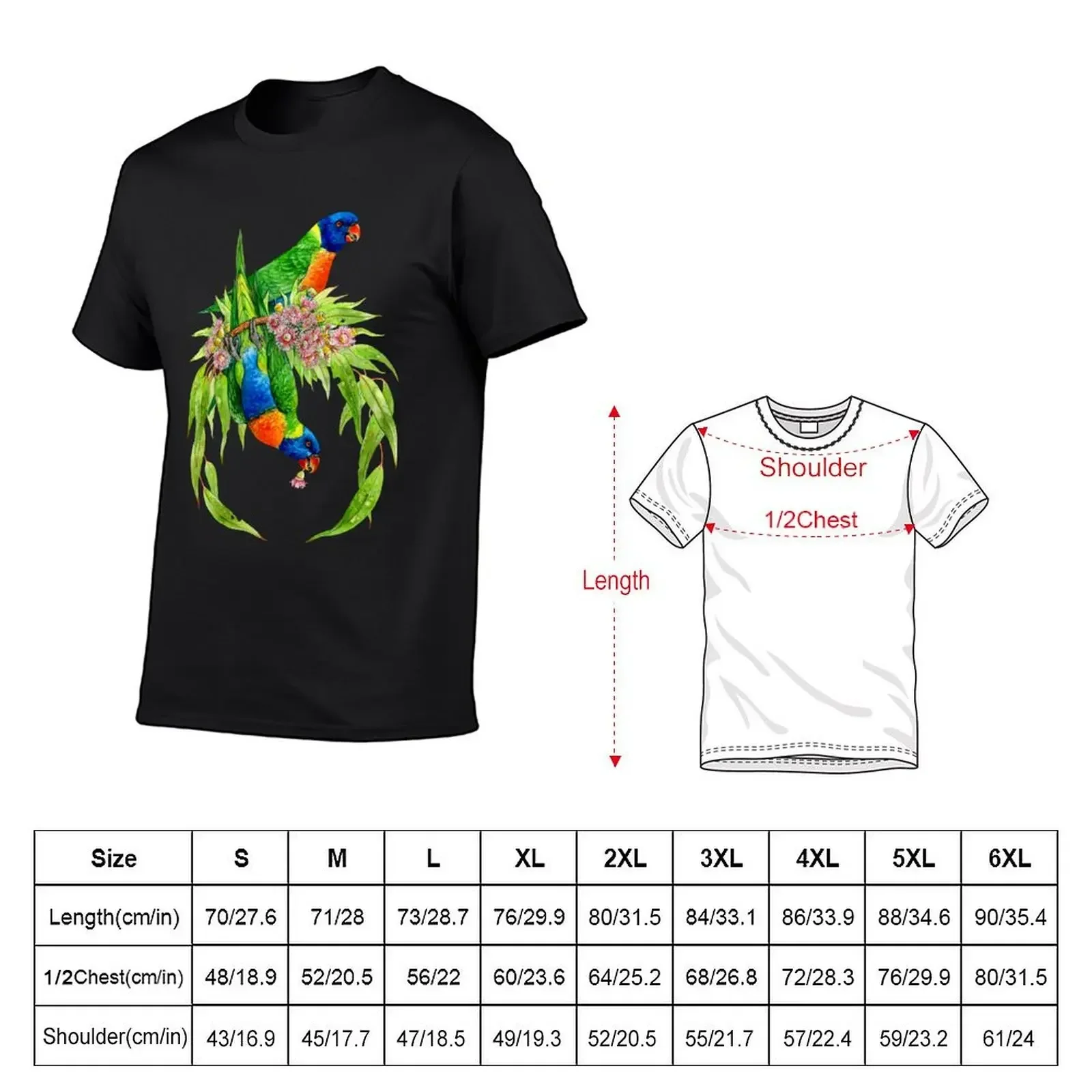 تي شيرت Rainbow Lorikeets Native Wreath، قمصان جرافيك، أزياء مضحكة، طبعة جديدة، قمصان للرجال