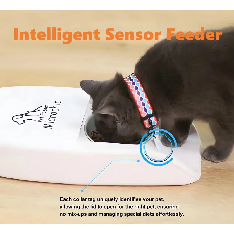 Smart RFID Microchip Pet Feeder, Automatic Timed Food Dispenser Bowl for Multi-Pet Household, Cats & Dogs